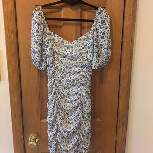 All In Favor Floral Blue and White Mini Dress